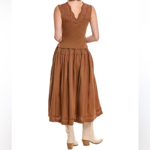 Free people Gesibelle in Macadamia Brown skirt set A line Medium NWT - Picture 8 of 16